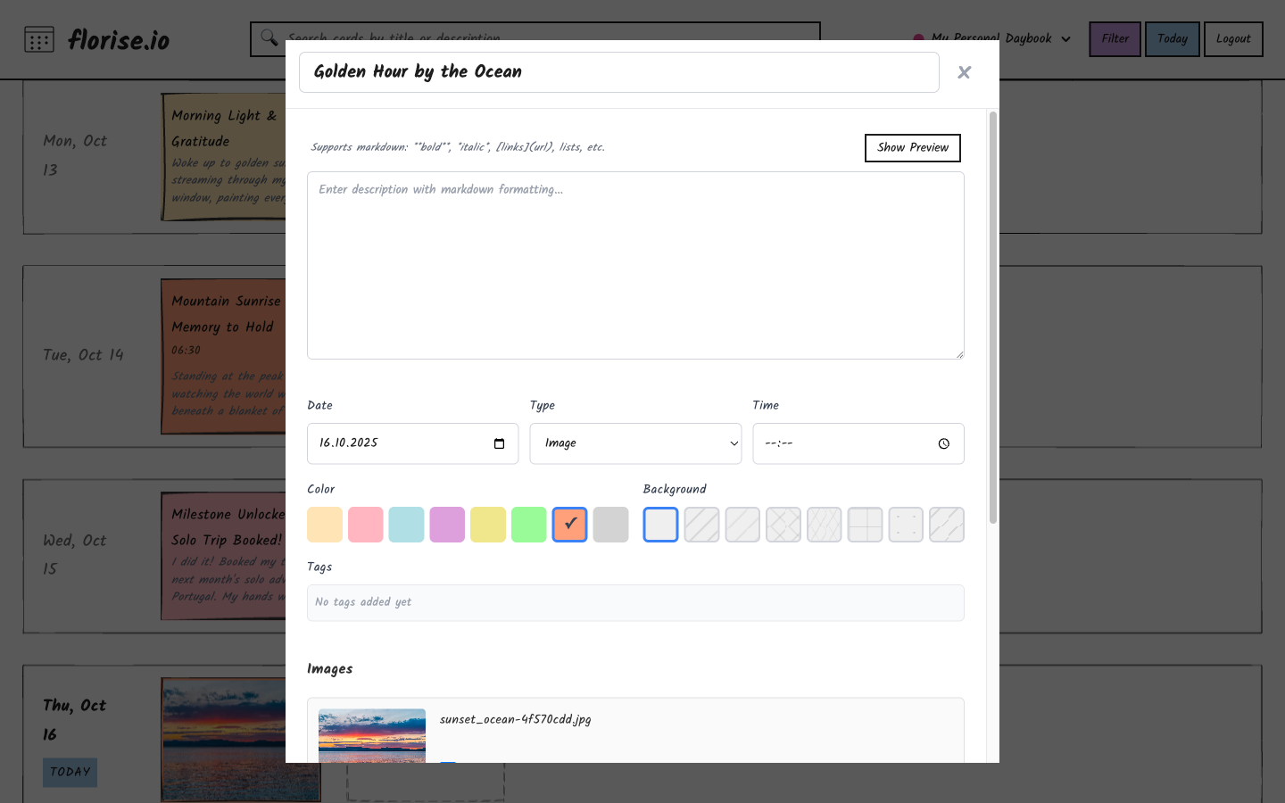 Image card detail view