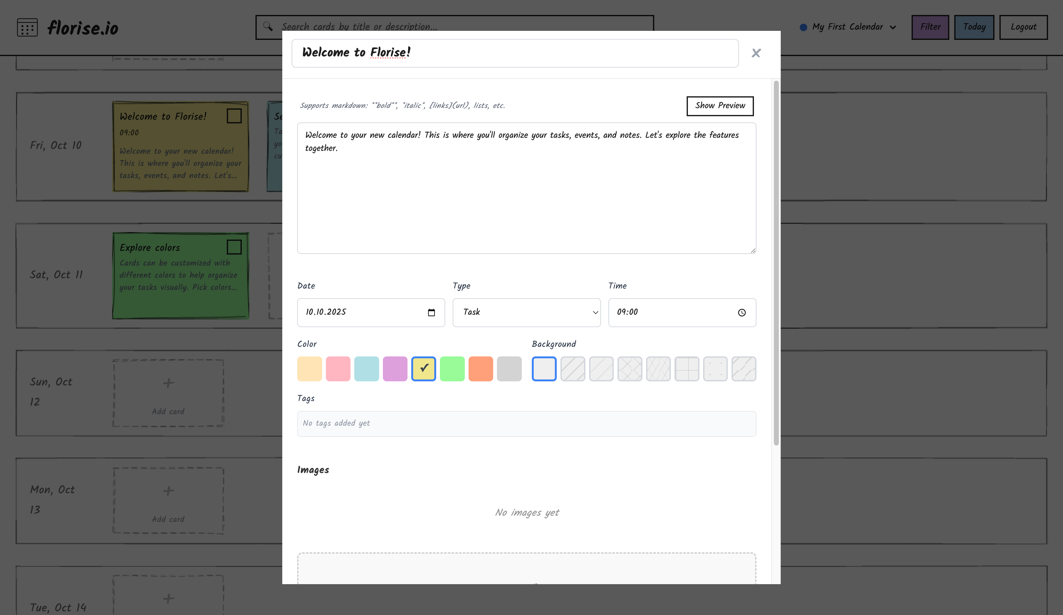 Card customization options in Florise.io